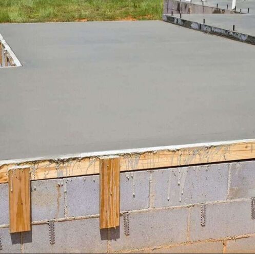 Poured concrete as the foundation of a house
